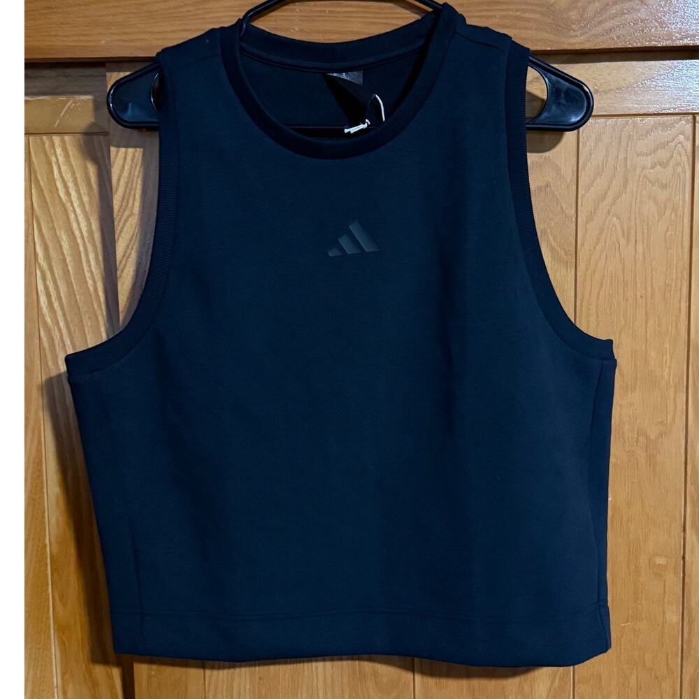 NWT Women's adidas Soft Lux Cropped Tank Top Black XL